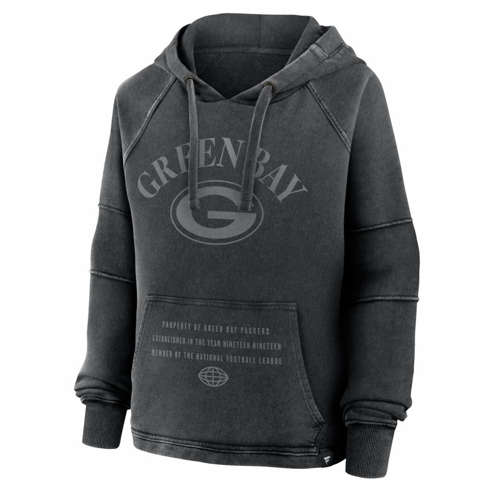 Green Bay Packers Women's Oversized Raglan Gridiron Hoodie - Black Hoodies