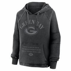 Green Bay Packers Women's Oversized Raglan Gridiron Hoodie - Black Hoodies