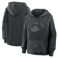 Kansas City Chiefs Women's Oversized Raglan Gridiron Hoodie - Black Hoodies
