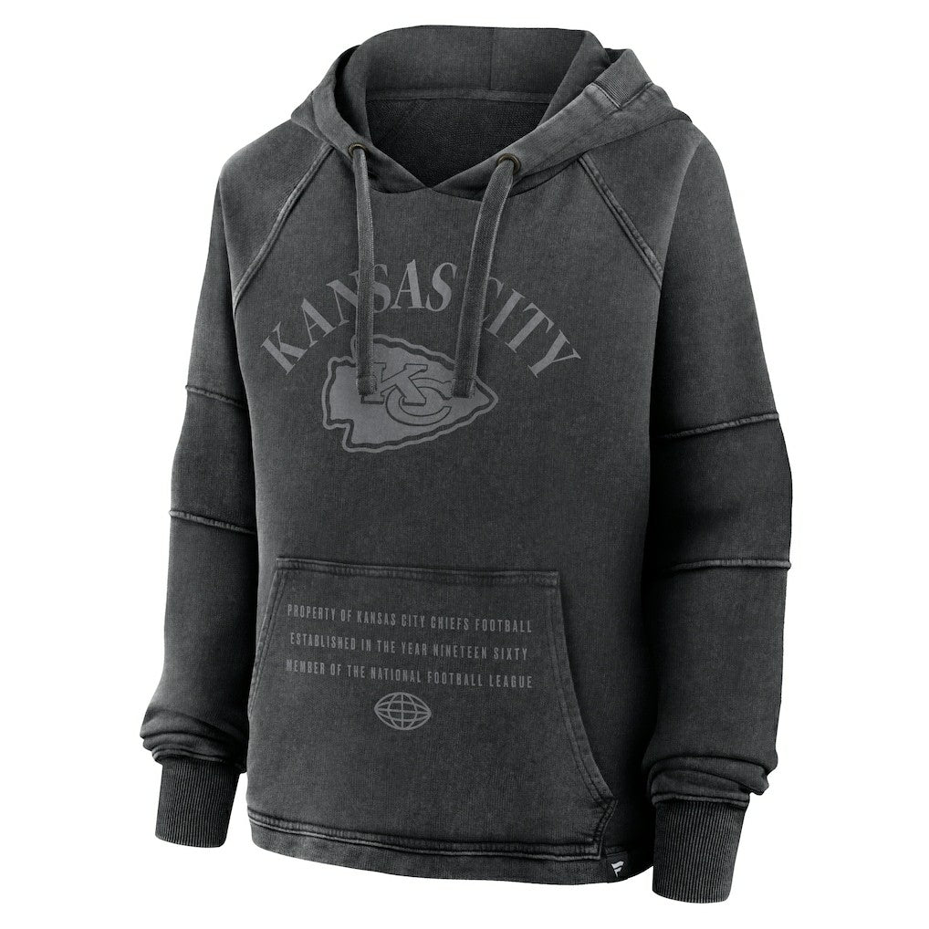 Kansas City Chiefs Women's Oversized Raglan Gridiron Hoodie - Black Hoodies