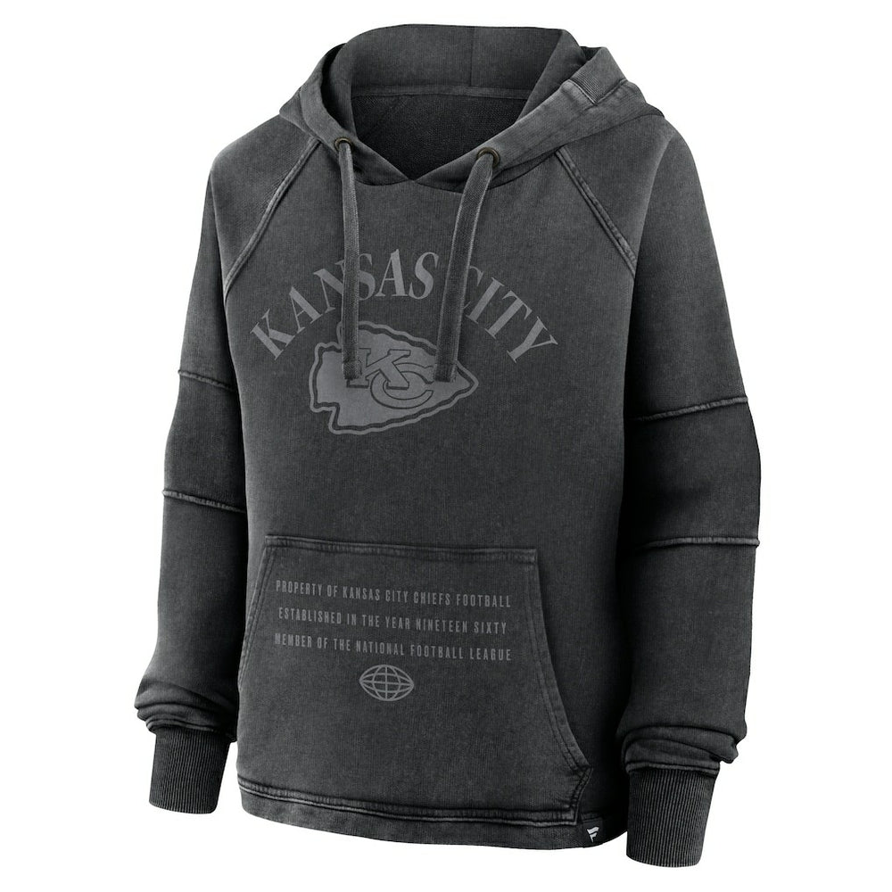 Kansas City Chiefs Women's Oversized Raglan Gridiron Hoodie - Black Hoodies