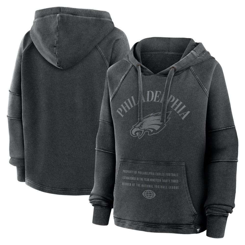 Philadelphia Eagles Women's Oversized Raglan Gridiron Hoodie - Black Hoodies