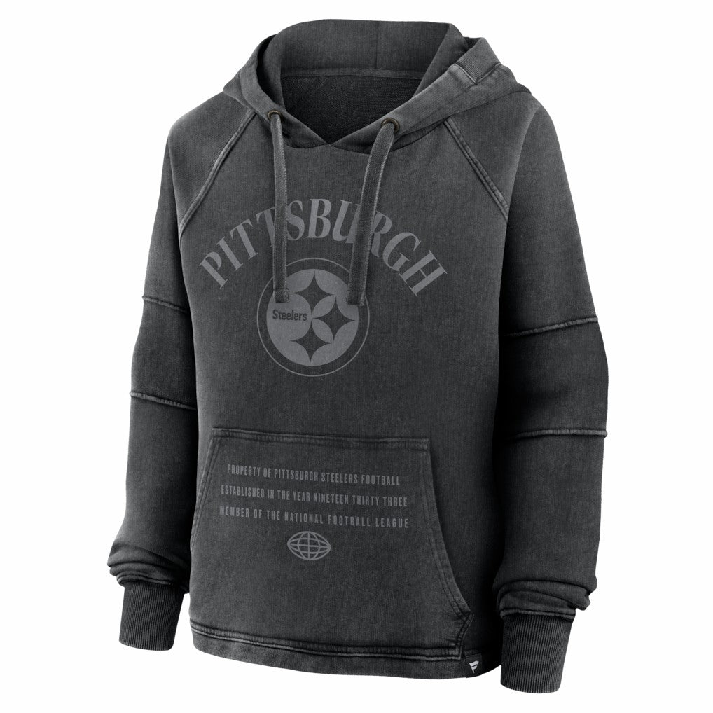 Pittsburgh Steelers Women's Oversized Raglan Gridiron Hoodie - Black Hoodies