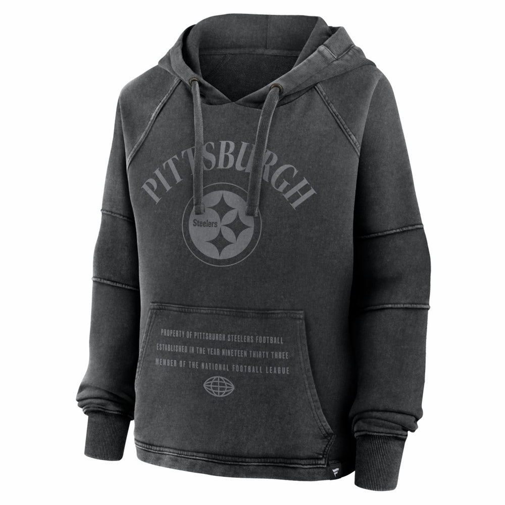 Pittsburgh Steelers Women's Oversized Raglan Gridiron Hoodie - Black Hoodies
