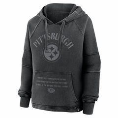 Pittsburgh Steelers Women's Oversized Raglan Gridiron Hoodie - Black Hoodies