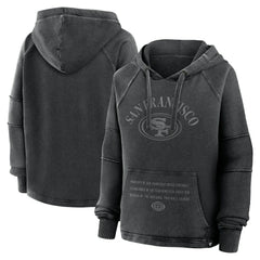 San Francisco 49ers Women's Oversized Raglan Gridiron Hoodie - Black Hoodies