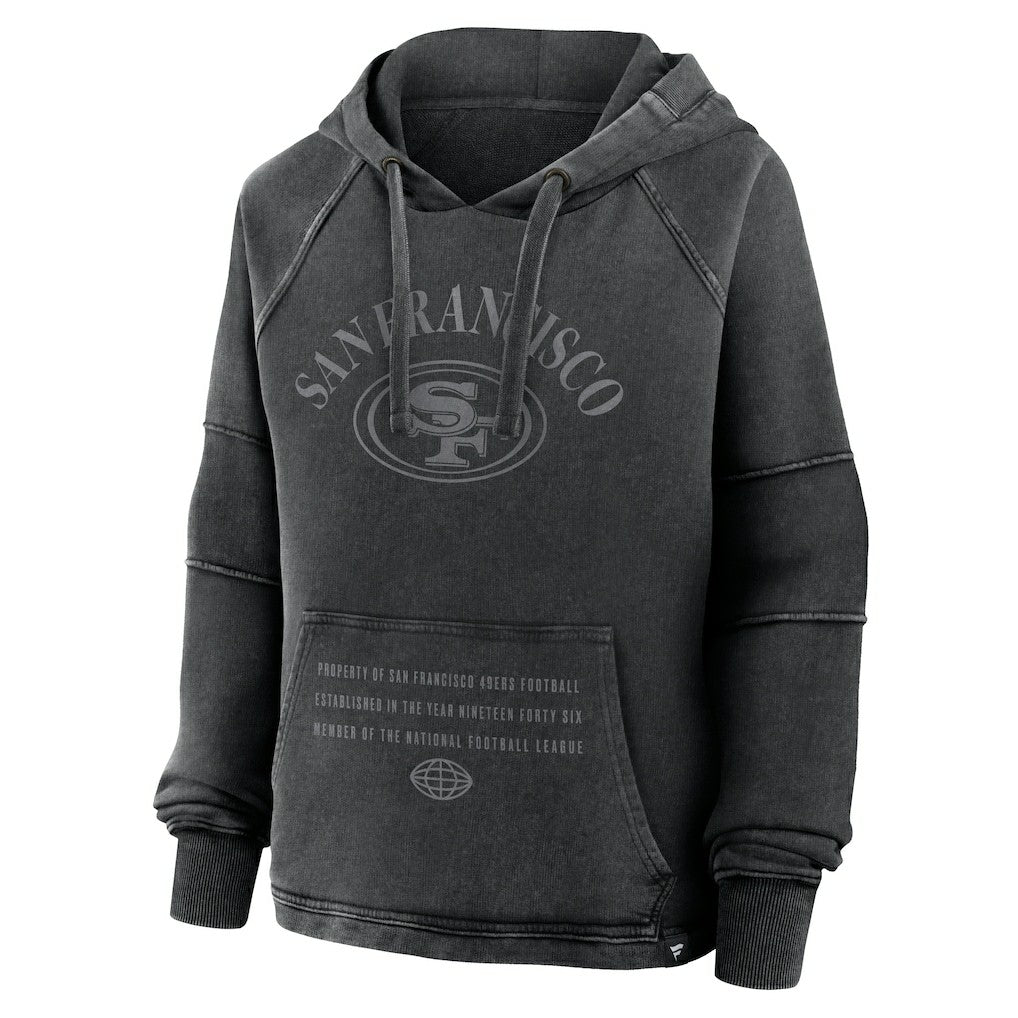 San Francisco 49ers Women's Oversized Raglan Gridiron Hoodie - Black Hoodies