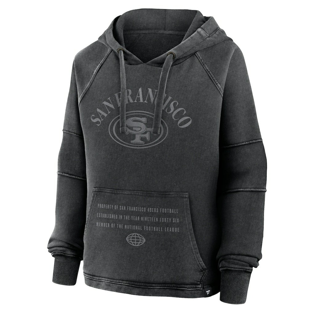 San Francisco 49ers Women's Oversized Raglan Gridiron Hoodie - Black Hoodies