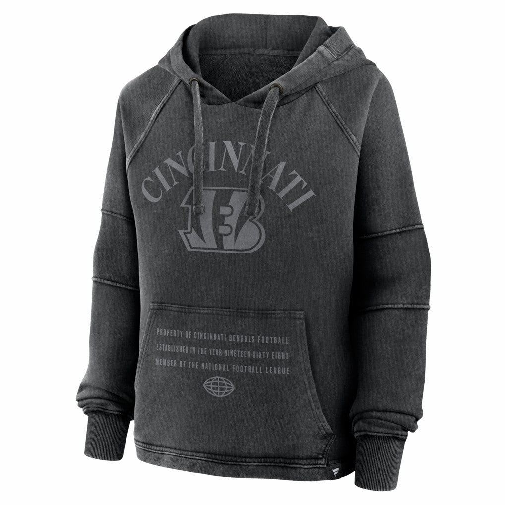 Cincinnati Bengals Women's Oversized Raglan Gridiron Hoodie - Black Hoodies