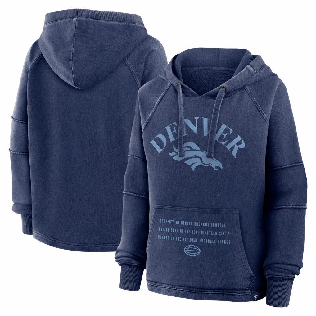 Denver Broncos Women's Oversized Raglan Gridiron Hoodie - Navy Hoodies