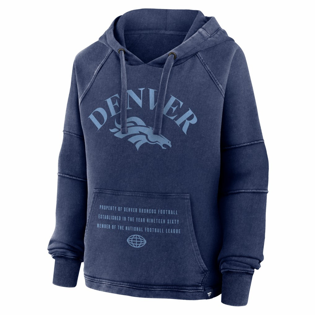 Denver Broncos Women's Oversized Raglan Gridiron Hoodie - Navy Hoodies