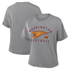 Washington Commanders Women's Pennant Wave Tribute Tri-Blend Boxy T-Shirt - Heather Gray T-shirts