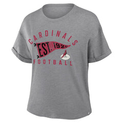 Arizona Cardinals Women's Pennant Wave Tribute Tri-Blend Boxy T-Shirt - Heather Gray T-shirts