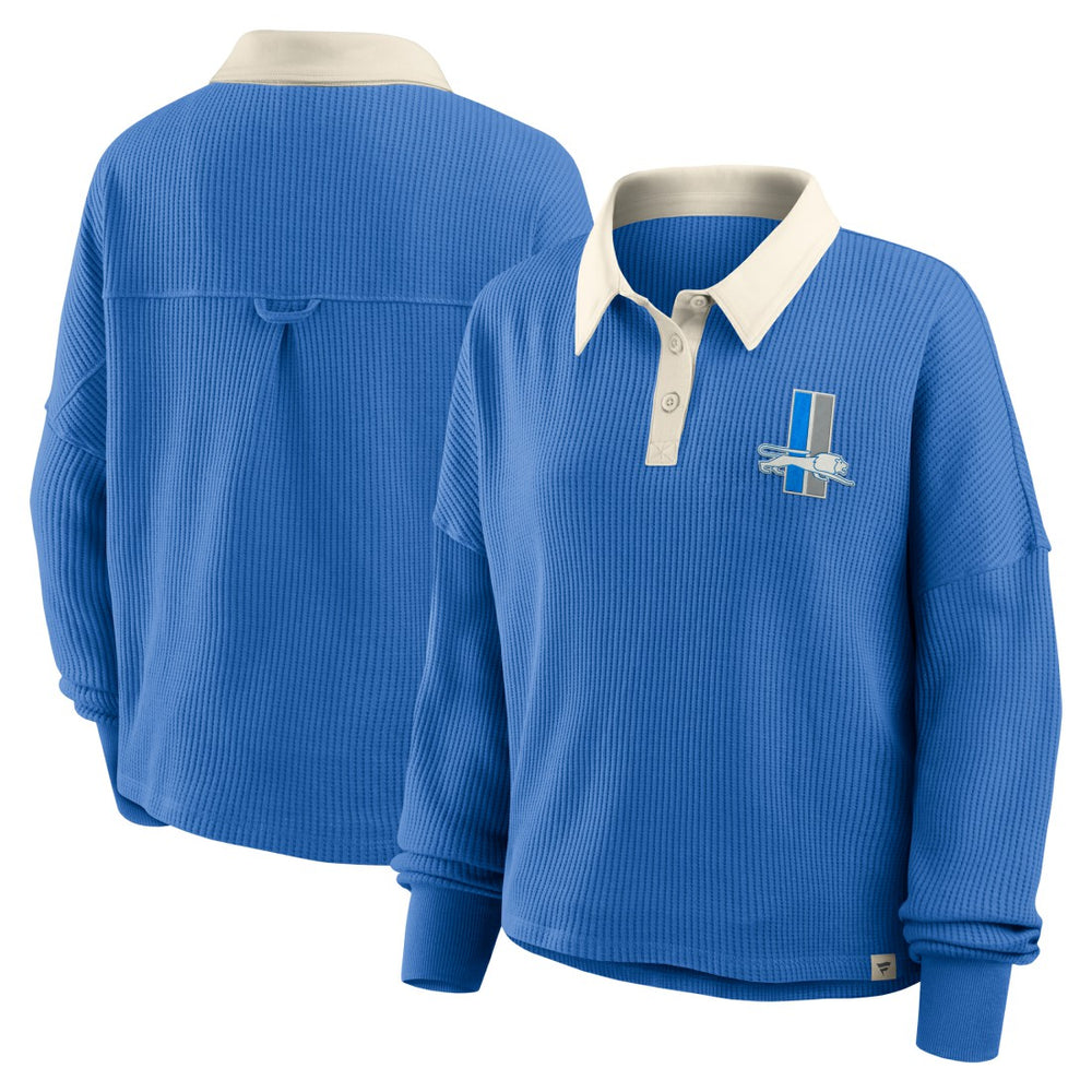 Detroit Lions Women's Oversized Hometown Premium Thermal Long Sleeve Shirt - Blue