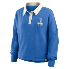 Detroit Lions Women's Oversized Hometown Premium Thermal Long Sleeve Shirt - Blue