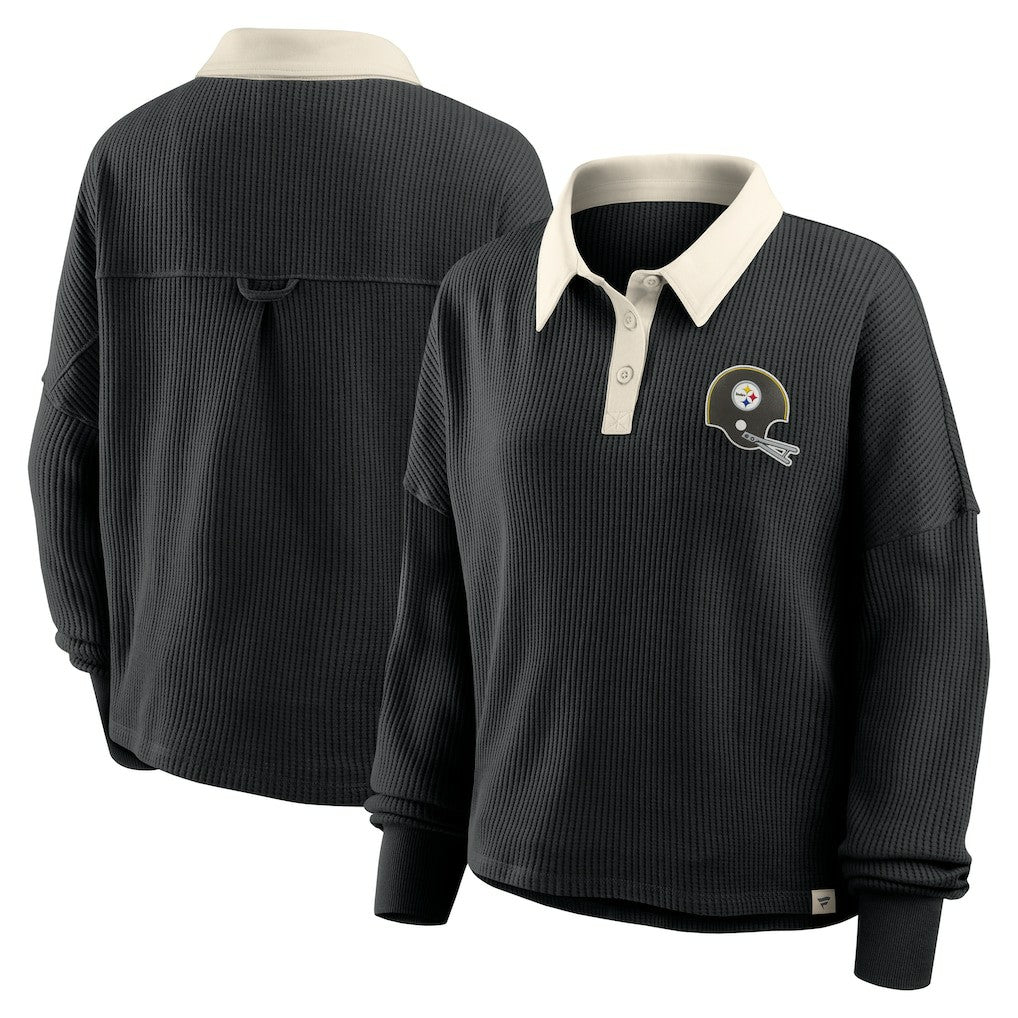 Pittsburgh Steelers Women's Oversized Hometown Premium Thermal Long Sleeve Shirt - Black