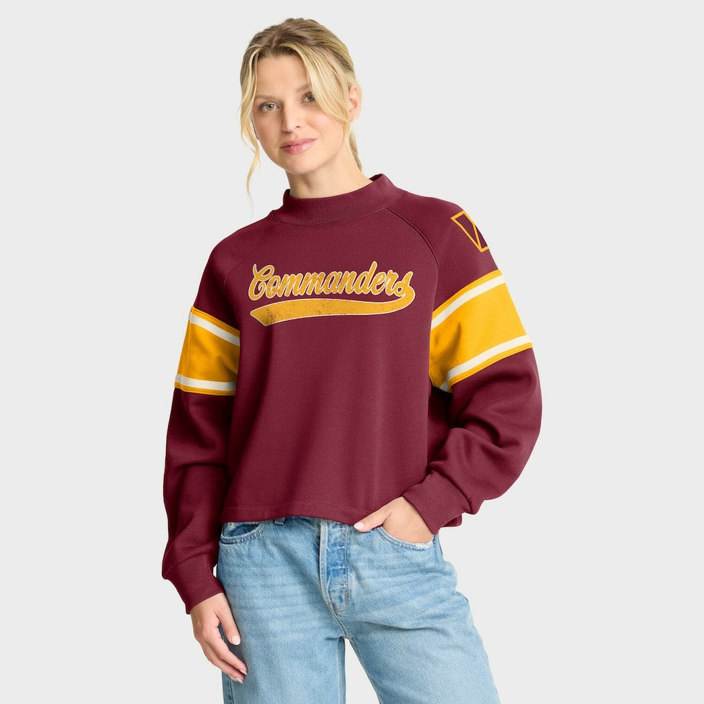 Washington Commanders Oversized Hometown Toss Sweep Mock Neck Pullover - Burgundy Pullover