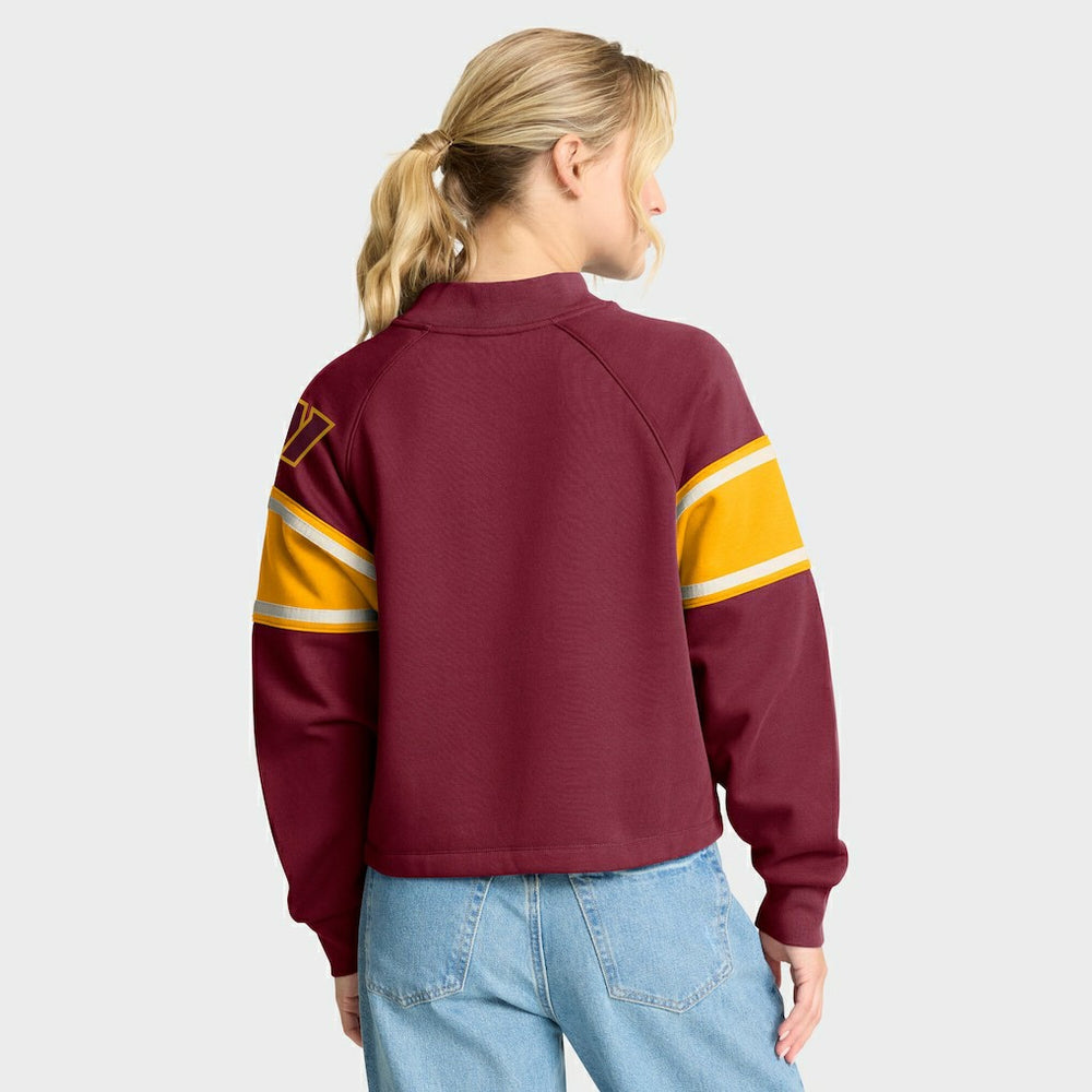 Washington Commanders Oversized Hometown Toss Sweep Mock Neck Pullover - Burgundy Pullover