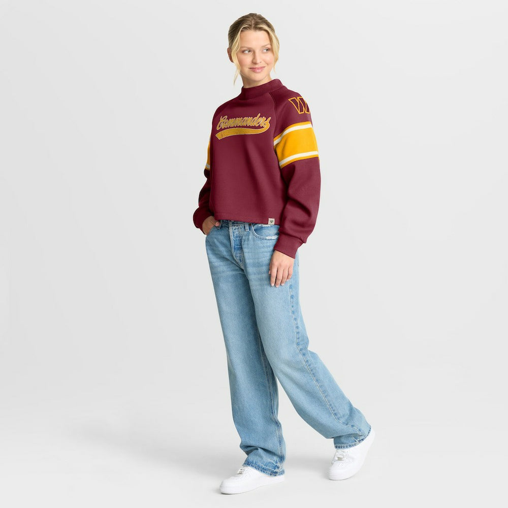 Washington Commanders Oversized Hometown Toss Sweep Mock Neck Pullover - Burgundy Pullover