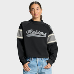 Las Vegas Raiders Oversized Hometown Toss Sweep Mock Neck Pullover - Black Pullover