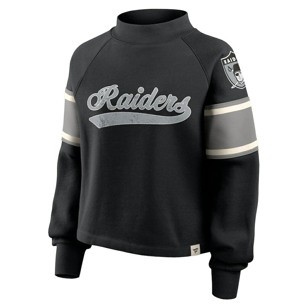 Las Vegas Raiders Oversized Hometown Toss Sweep Mock Neck Pullover - Black Pullover