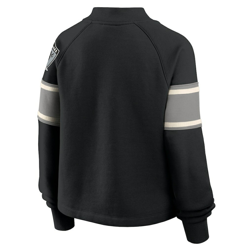 Las Vegas Raiders Oversized Hometown Toss Sweep Mock Neck Pullover - Black Pullover