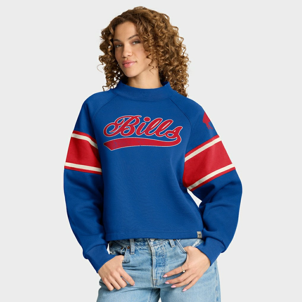 Buffalo Bills Oversized Hometown Toss Sweep Mock Neck Pullover - Royal Pullover