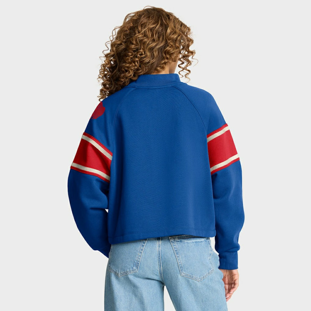 Buffalo Bills Oversized Hometown Toss Sweep Mock Neck Pullover - Royal Pullover