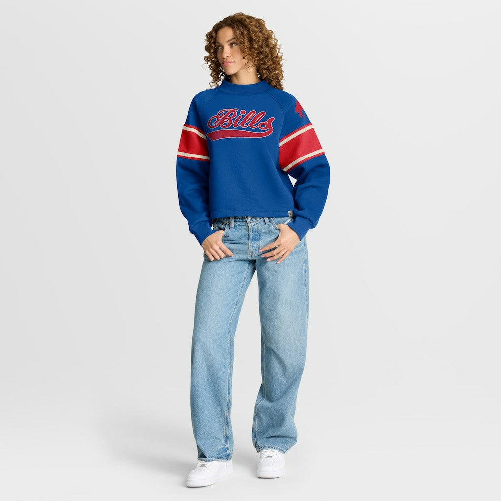 Buffalo Bills Oversized Hometown Toss Sweep Mock Neck Pullover - Royal Pullover