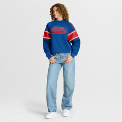 Buffalo Bills Oversized Hometown Toss Sweep Mock Neck Pullover - Royal Pullover