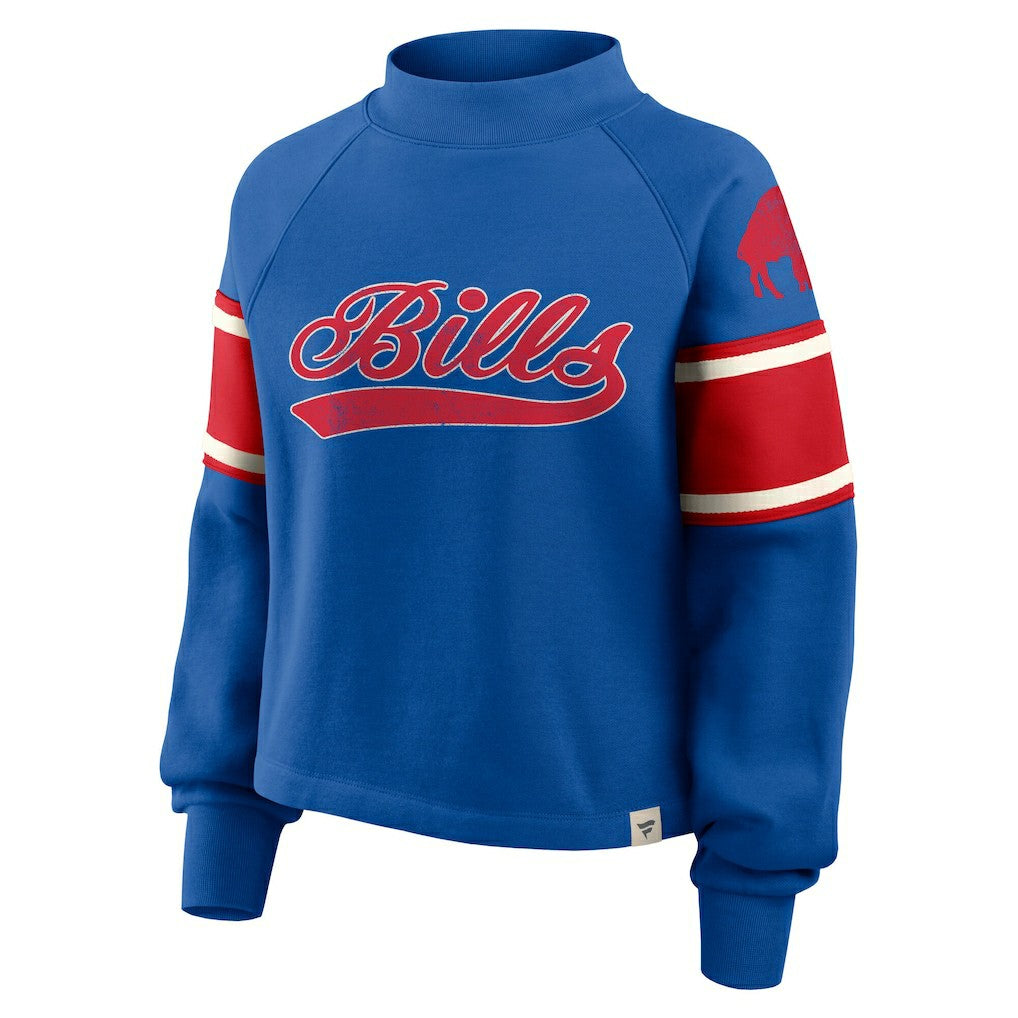 Buffalo Bills Oversized Hometown Toss Sweep Mock Neck Pullover - Royal Pullover