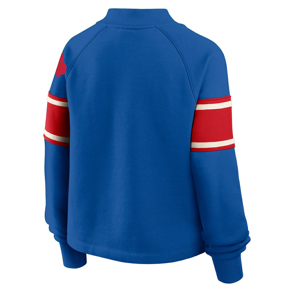 Buffalo Bills Oversized Hometown Toss Sweep Mock Neck Pullover - Royal Pullover