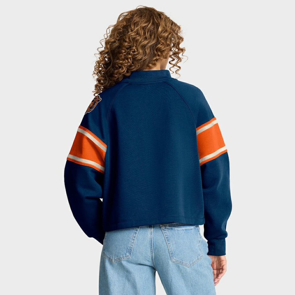 Chicago Bears Oversized Hometown Toss Sweep Mock Neck Pullover - Navy Pullover
