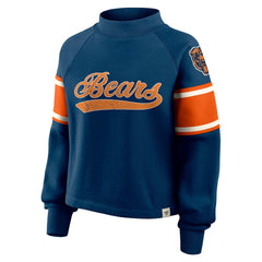 Chicago Bears Oversized Hometown Toss Sweep Mock Neck Pullover - Navy Pullover
