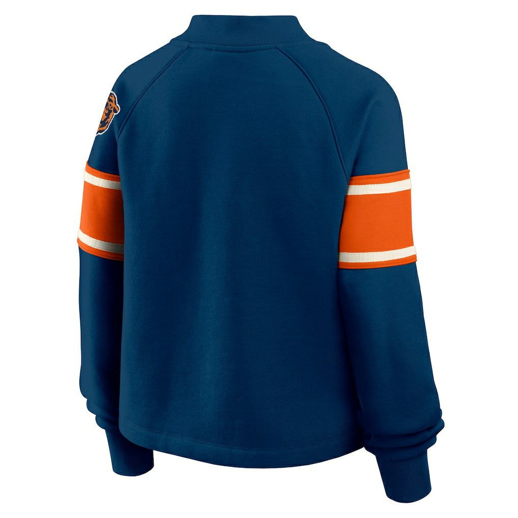Chicago Bears Oversized Hometown Toss Sweep Mock Neck Pullover - Navy Pullover