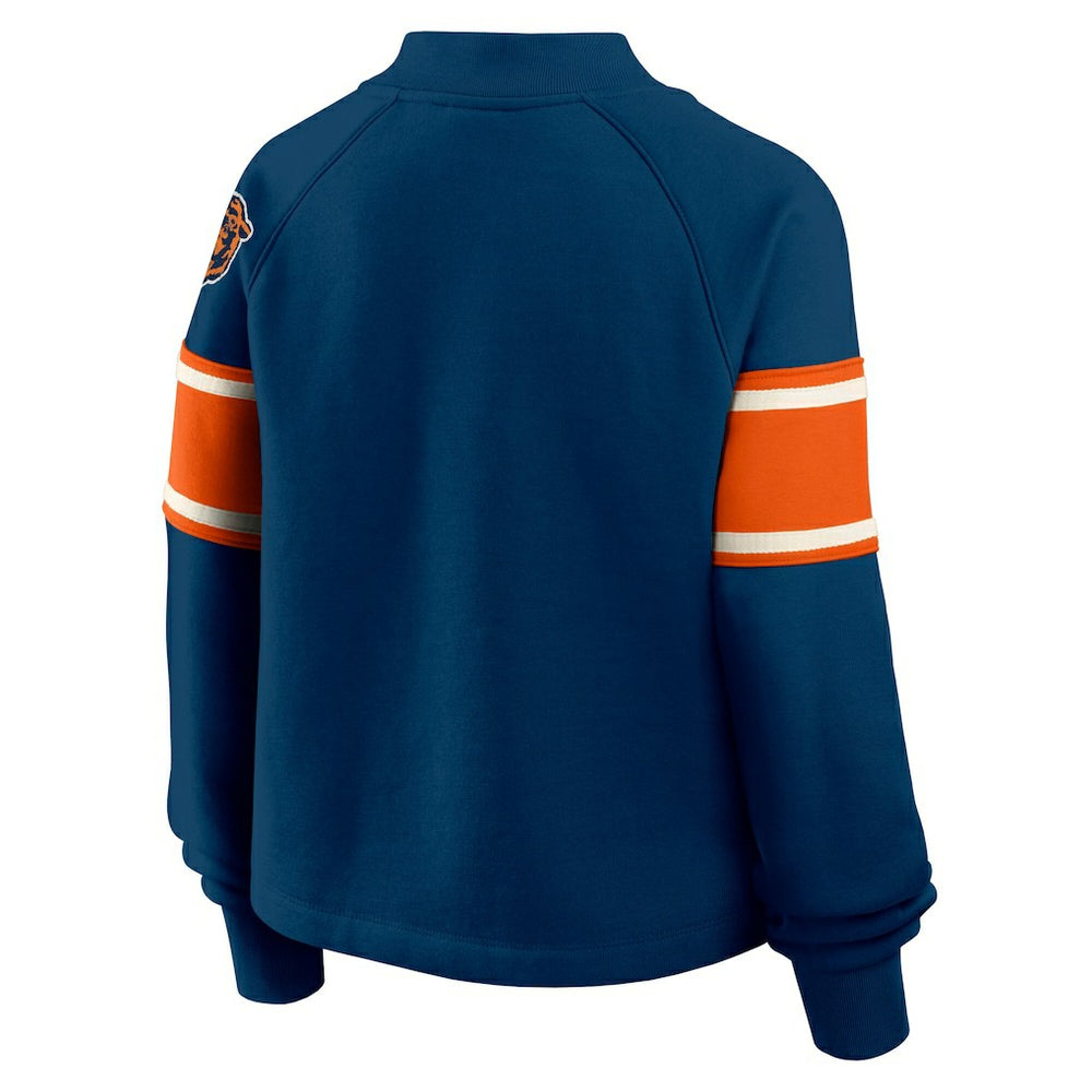 Chicago Bears Oversized Hometown Toss Sweep Mock Neck Pullover - Navy Pullover