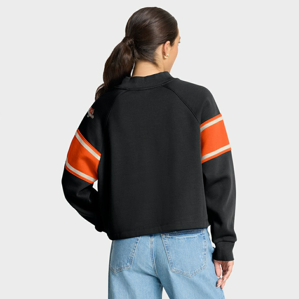 Cincinnati Bengals Oversized Hometown Toss Sweep Mock Neck Pullover - Black Pullover
