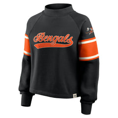 Cincinnati Bengals Oversized Hometown Toss Sweep Mock Neck Pullover - Black Pullover
