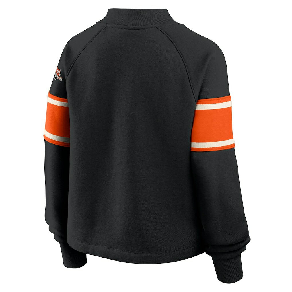 Cincinnati Bengals Oversized Hometown Toss Sweep Mock Neck Pullover - Black Pullover
