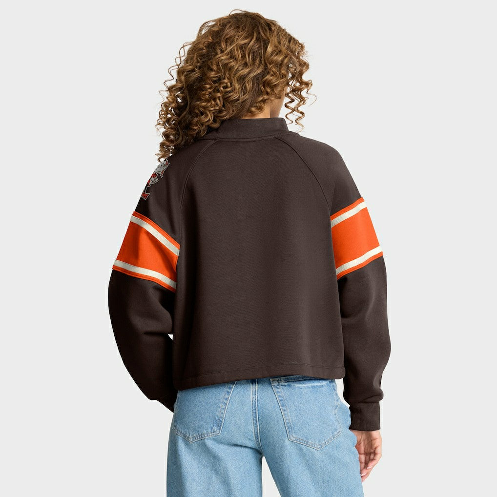 Cleveland Browns Oversized Hometown Toss Sweep Mock Neck Pullover - Brown Pullover