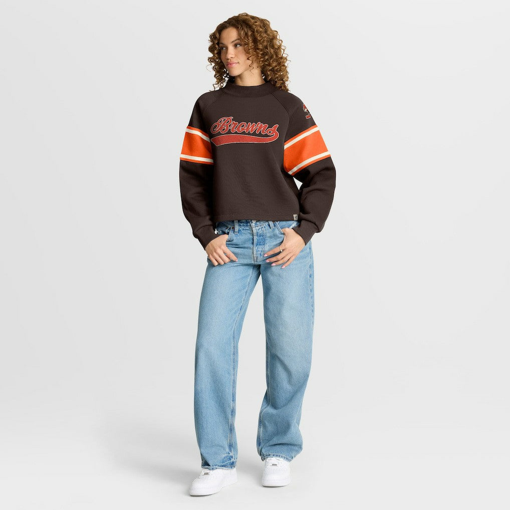 Cleveland Browns Oversized Hometown Toss Sweep Mock Neck Pullover - Brown Pullover