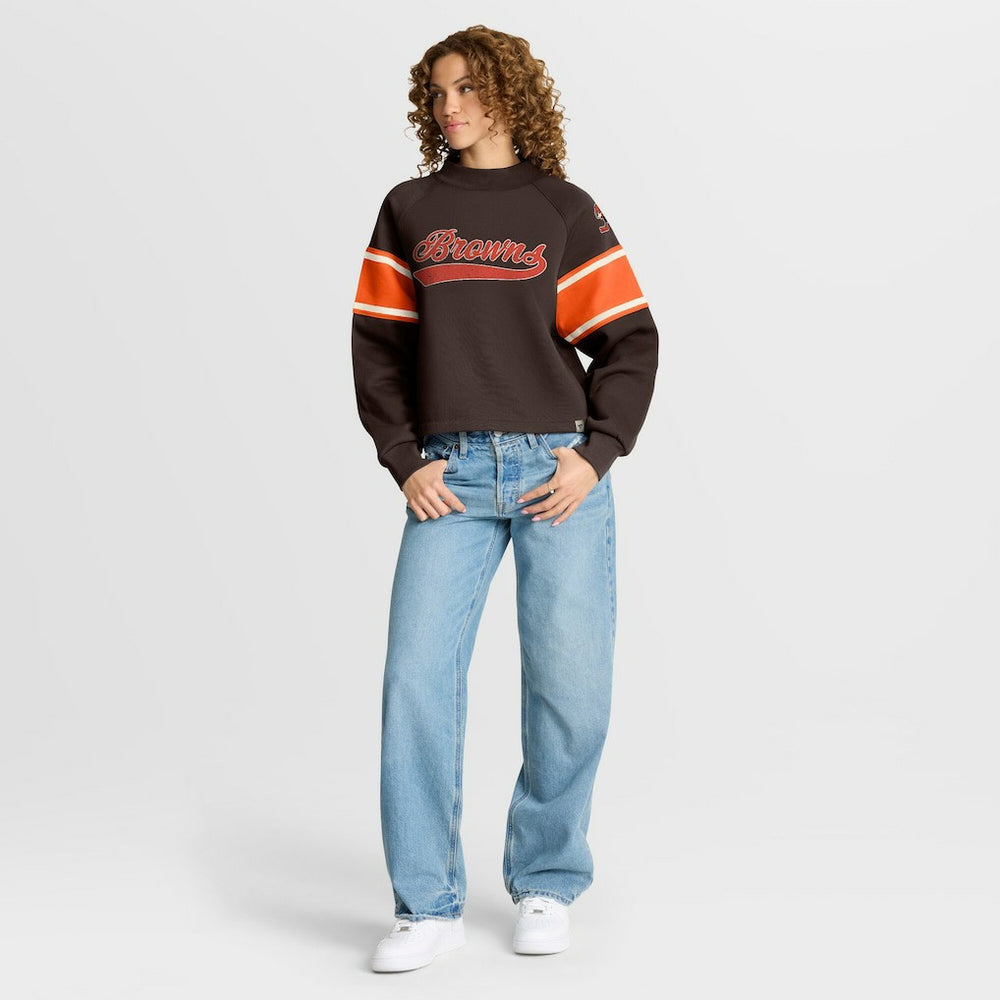 Cleveland Browns Oversized Hometown Toss Sweep Mock Neck Pullover - Brown Pullover