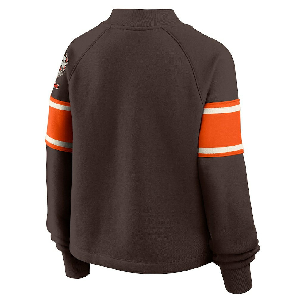 Cleveland Browns Oversized Hometown Toss Sweep Mock Neck Pullover - Brown Pullover