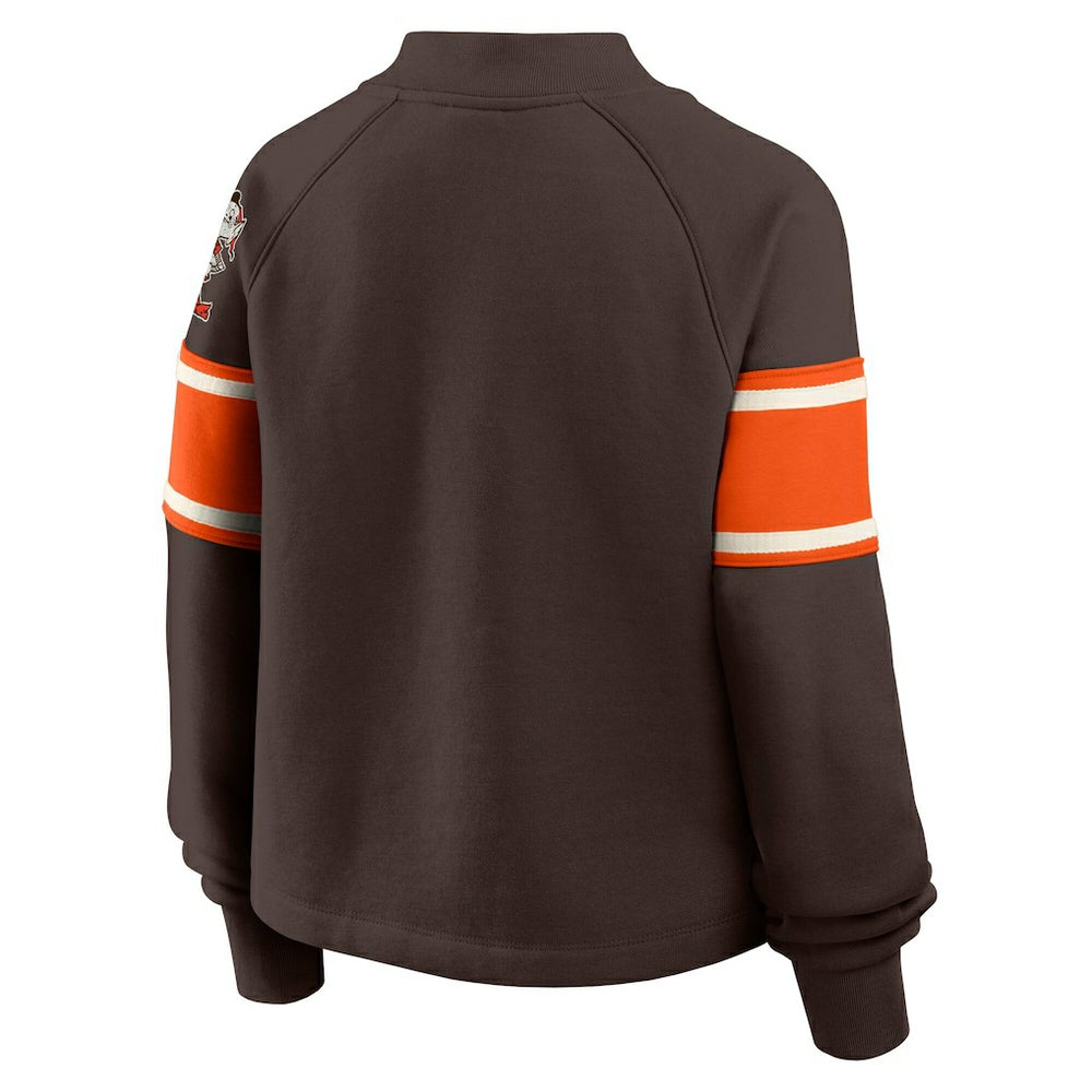 Cleveland Browns Oversized Hometown Toss Sweep Mock Neck Pullover - Brown Pullover
