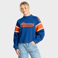 Denver Broncos Oversized Hometown Toss Sweep Mock Neck Pullover - Royal Pullover