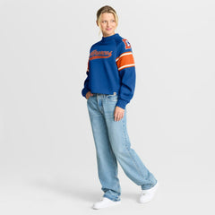 Denver Broncos Oversized Hometown Toss Sweep Mock Neck Pullover - Royal Pullover