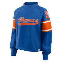 Denver Broncos Oversized Hometown Toss Sweep Mock Neck Pullover - Royal Pullover
