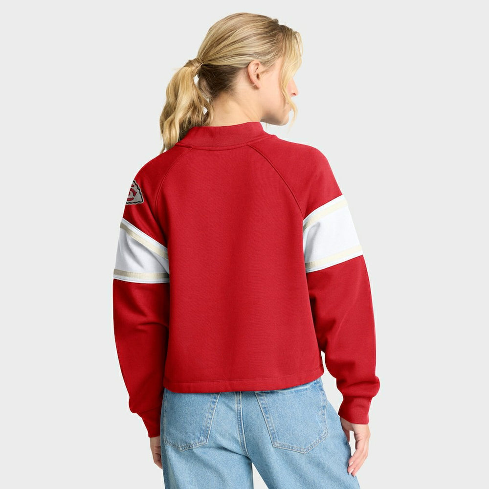 Kansas City Chiefs Oversized Hometown Toss Sweep Mock Neck Pullover - Red Pullover