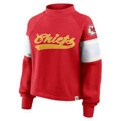 Kansas City Chiefs Oversized Hometown Toss Sweep Mock Neck Pullover - Red Pullover