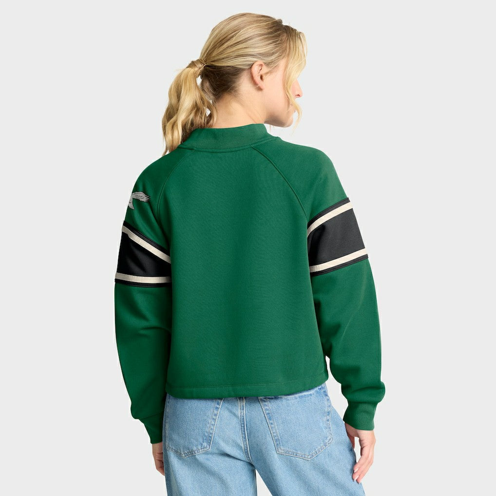 Philadelphia Eagles Oversized Hometown Toss Sweep Mock Neck Pullover - Kelly Green Pullover